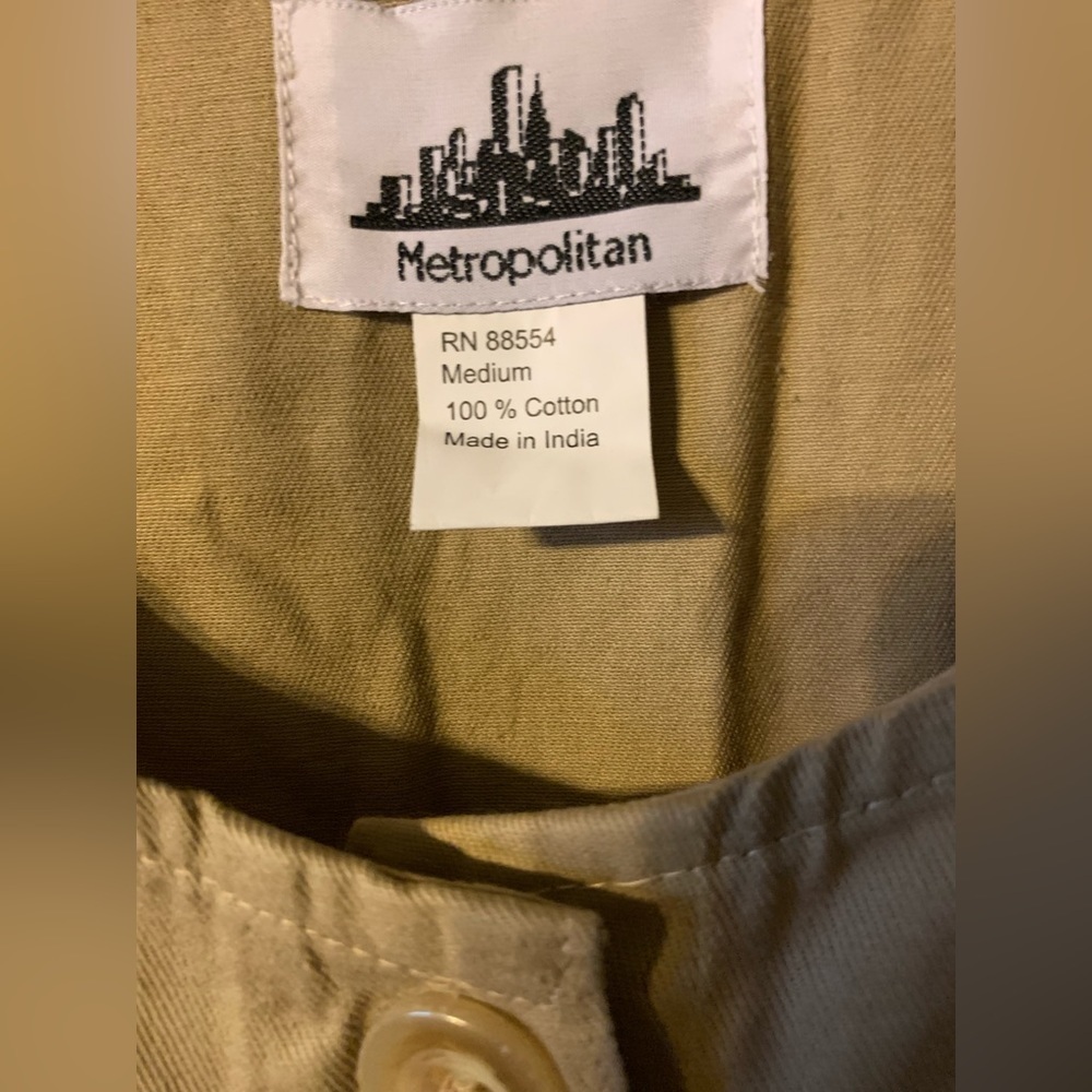 LONG KHAKI DRESS. NWT Size Medium. By Metropolitan. Button-up. Has pockets. - Picture 4 of 7